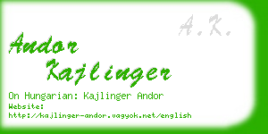 andor kajlinger business card